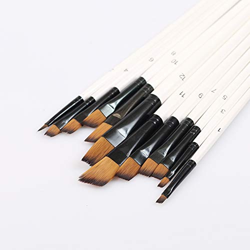 Homedge Painting Brushes, 24 Pcs Nylon Acrylic Painting Brush Pen Bulk For Water Color, Acrylic, Canvas, Nail, Suitable For Artists, Kids, Classroom, Flat+Tip Head #TOP5