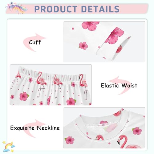 ODAWA Flamingos Pink Flowers Footless Clothes Fall/winter Nightclothes 2 Piece Set 18M4