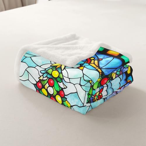 Couverture pelucheuse bleue avec motif flocon de neige cadeau de Noël idéal