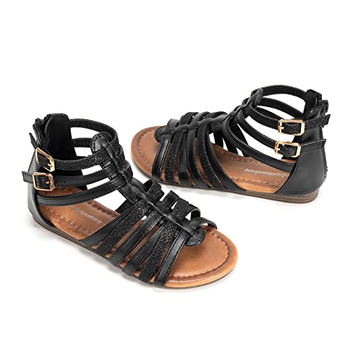 Image of FUNKYMONKEY Girls Gladiator Strap Sandals Flat Thong Cross Strappy Sandals