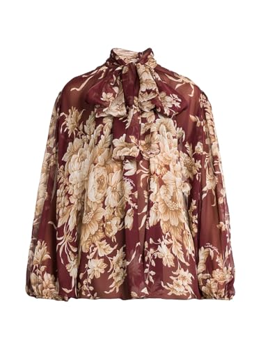 Italian Tailoring Rose Silk Tie-Neck Blouse