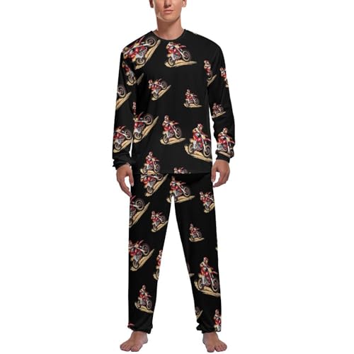Dirtbike Dirt Bike Novelty Men's Pajama Set Long Sleeve Pjs Sleepwear Top And Pants