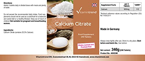 Calcium 900mg - van calciumcitraat - 240 veganistische calciumtabletten - hoge dosering - Image 6