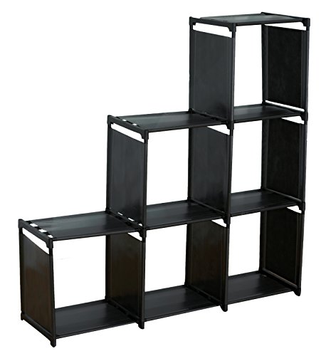 Sodynee 3 Tier Storage Cube Closet Organizer Shelf Cabinet Bookcase, 6 Cube Organizer Cabinet, Black