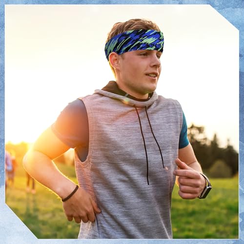Image of Lyrow 12 Pcs Headbands for Men Running Headband Mens Sweat Bands Headbands for Tennis Athletic Cycling Basketball Yoga Workout Outdoor Sports Gym Jogging Exercise