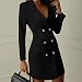 FELZ Vestido Largo para Mujer Estilo Militar Double-Breasted Button Mujer Blazer Manga...
