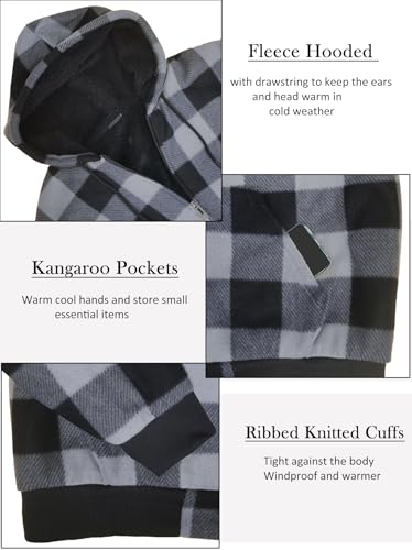 Men's Zip Up Fashion Hoodies Fleece Sherpa Lined Winter Warm Sweatshirt Plaid Flannel Hooded3