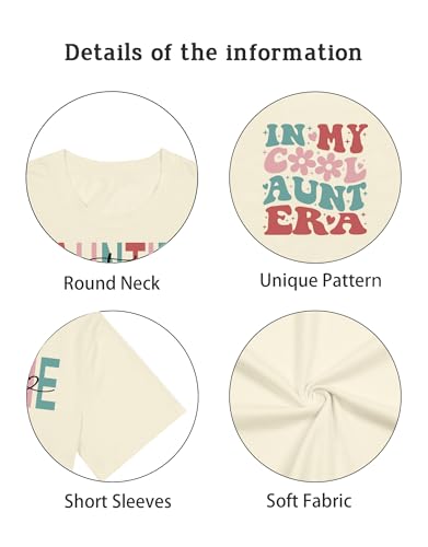 Oversized in My Aunts Era Shirts for Women Auntie Tshirt Funny Aunt Letter Print Gift Tee Tops Apricot - image 4