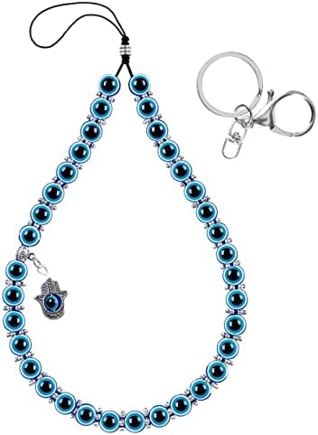 Ucharmbead Evil Eye Phone Charm for Apple Airpods Pro 2nd Generation Lanyard Hamsa Blue Hand of Fatima Protection Beaded Wrist Strap for Women Men
