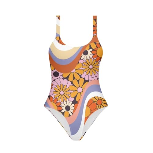 Image of One Piece Bathing Suit for Girl Kids Cute Beach Sport Swimwear U Back Scoop Neck Summer Swimming Pool Beachwear