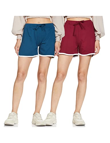 Image of Amazon Brand - Symbol Women's Cotton Blend Regular Fit Lounge Shorts (Pack of 2)