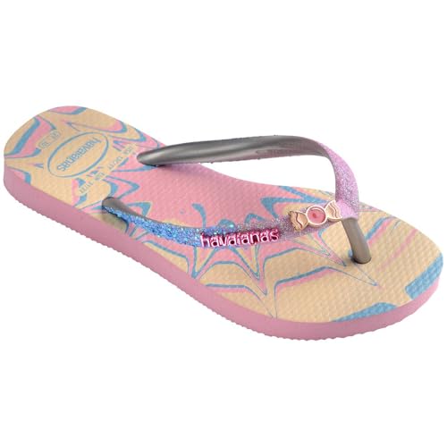 Havaianas Kids Slim Glitter Flip Flops - Kids' Summer Sandals for Girls - Buttercream, 3Y Big Kid3