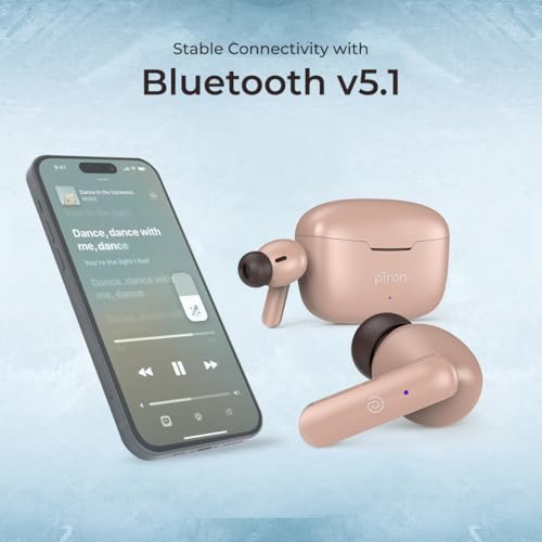 Image of pTron Basspods P81 in-Ear Wireless Earbuds, Pristine Sound, 32Hrs Playtime, Clear Calls TWS Earbuds, Bluetooth V5.1 Headphone, Type-C Fast Charging, Voice Assist & IPX4 Water Resistant (Brown)