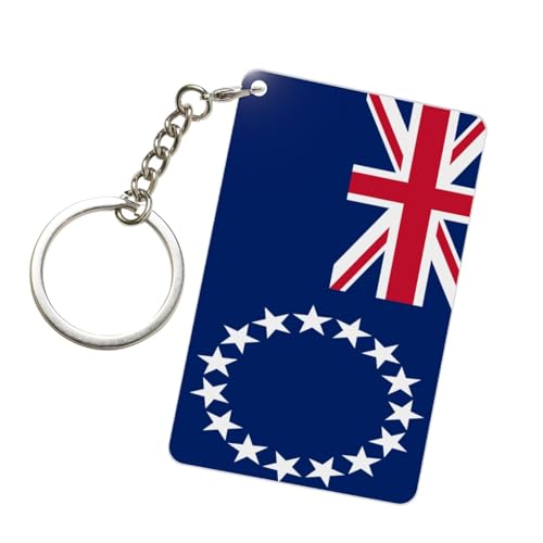 Porte-clés acrylique drapeau des Îles Cook, anneaux de porte-clés tendance, chaînes acryliques pour voiture, étiquettes pour hommes et femmes