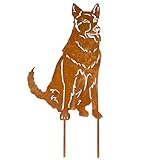 sukevitor Rost Deko für Garten, 28cm x 17cm Edelrost Hund, Rost Gartenfigur Hund, Garten Deko Rostiges Metall, Waldtiere als Rost Deko für Garten, Naturrost als Außen Dekoration