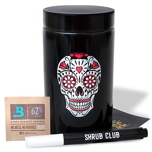 Shrub Club - Smell Proof Jar Set, Black Glass with UV Protection, Half