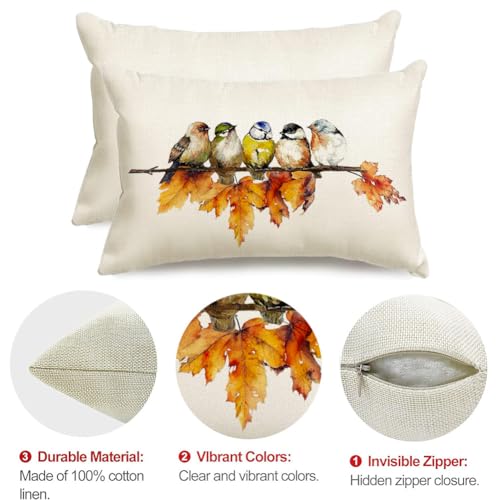 Rabusofa F1-004 Fall Pillow Covers 12X20 Inch Bird Autumn Decorations For Home Outdoor Thanksgiving Decor Maple Leaf Decorative Lumbar Throw Pillow Cases Farmhouse thumb #5
