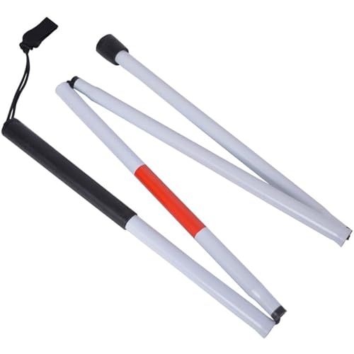 Image of MCP Healthcare Folding Blind Cane Reflective Red Folding Walking Stick for Vision Impaired and Blind People (White)
