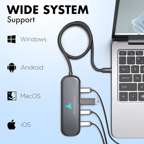 Image of Type C to 4 in 1 Type C Hub,4XType C 5Gbps,Wozoyo Data Transfer Upto 5Gbps,Plug & Play,Multiport Type C Hub with 30cm Cable,Compatible with MacBook,Laptop,Tablet, Smartphones & Type C Enabled Devices