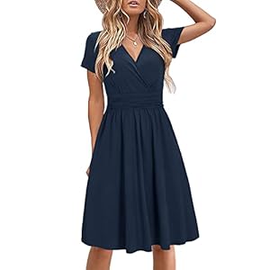 STYLEWORD Damen Sommerkleid Kurzarm V-Ausschnitt Kleider Blumenmuster Kleid Wickelkleid Mit Taschen
