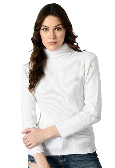 SriSarasBlack & White High-Neck Women’s Sweater – Trendy, Comfortable, and Versatile