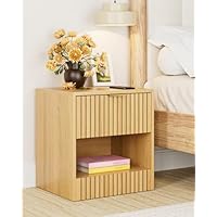 Apetaccat Small Bedside Table,45x38x49cm, Farmhouse Wooden Bedside Cabinet with Drawer,Kids Bedside Table Nightstand for Bedroom,Living Room,Office,Oak, Medium