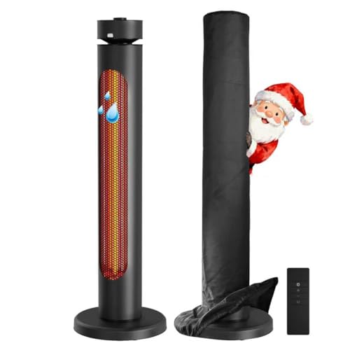 Outdoor Electric Patio Heater, 1500W Infrared Heater with 8 Heating Levels, Tower Space Heater with...