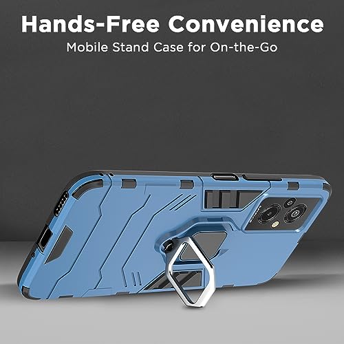Image of Pikkme Redmi 11 Prime 4G Back Cover | D5 Tough Armor Bumper | 360 Protection Case | Ring Holder Stand Case for Redmi 11 Prime 4G (Blue)