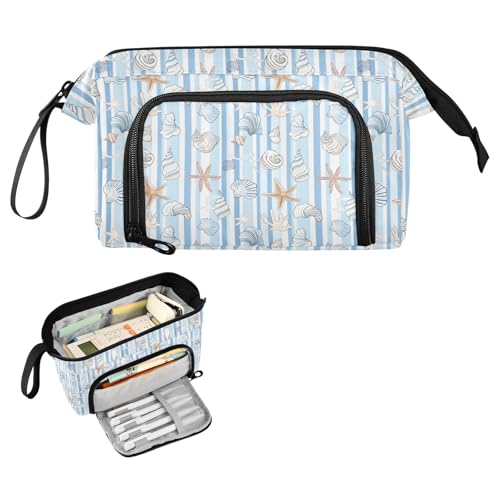 Image of senya Big Capacity Pencil Case Pen Case Canvas Bag Make-up Pen Pouch for Office College School Kids Teens Student Starfish Shell Pattern