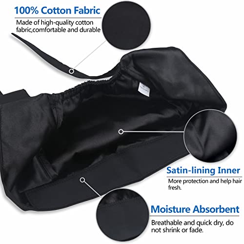 Image of Adjustable Scrub Cap with Button, Satin-Lined Cotton Scrub Hat Sweatband, Elastic Working Hat Unisex, One Size
