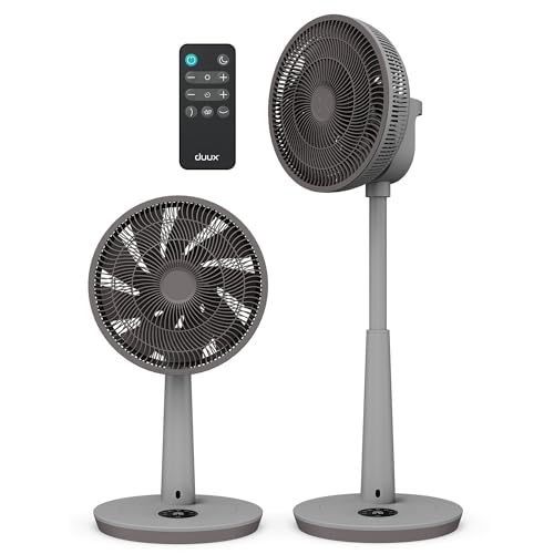 Duux Whisper 3 Standventilator Energiesparender Ventilator mit 26 Geschwindigkeiten Timer & Nachtmodus Höhenverstellbar (7395 cm) Horizontale & Vertikale Oszillation Grau