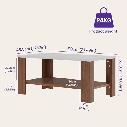 Image of Wakefit Center Table | 1 Yr Warranty | Coffee Table for Living Room Wooden, Tea Table for Living Room Wooden, Sofa Table, Free Installation from Brand, Modern Multi-Functional & Wobble-Free(Vaulten)