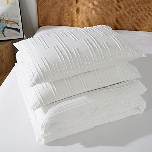 Ikawaapurry Tufted Queen Size Comforter Set For Queen Bed Farmhouse Boho Bedding Comforter Sets Fluffy Lightweight Flowers Plants All Season 3 Pieces Comforter Queen #TOP5