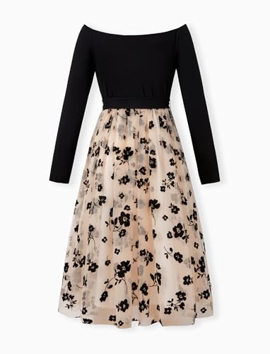 PATPAT Family Matching Outfits Set Mommy and Me Dresses Off Shoulder Midi Dress Dad and Boy Plaid Button Down Shirts3