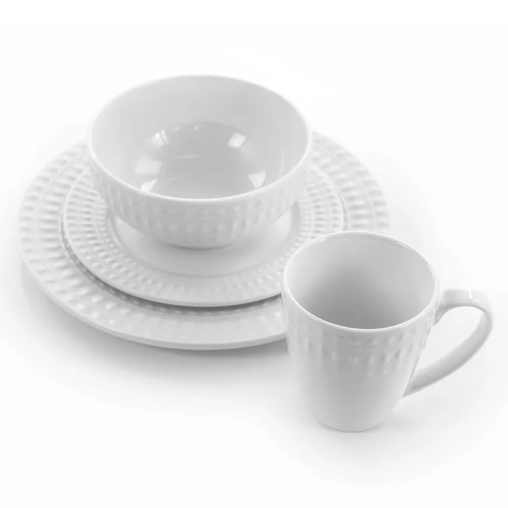 16-teiliges rundes Porzellan-Geschirr-Set, Restaurant, Hotel, Steingut, Teller und Schüssel, Speiseteller-Set