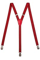 Olata schmale Hosenträger Y Form – längenverstellbare Unisex Hosenträger – 2 cm. Rot