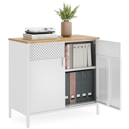 SONGMICS Storage Cabinet, Metal Cabinet, Sideboard with 2 Doors, ...
