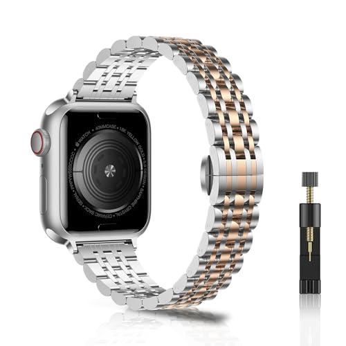 NicMool Slim Metal Straps for Apple Watch 38mm 40mm 41mm 42mm, Thin Stainless Steel Replacement Band for iWatch SE 3/SE 2/SE