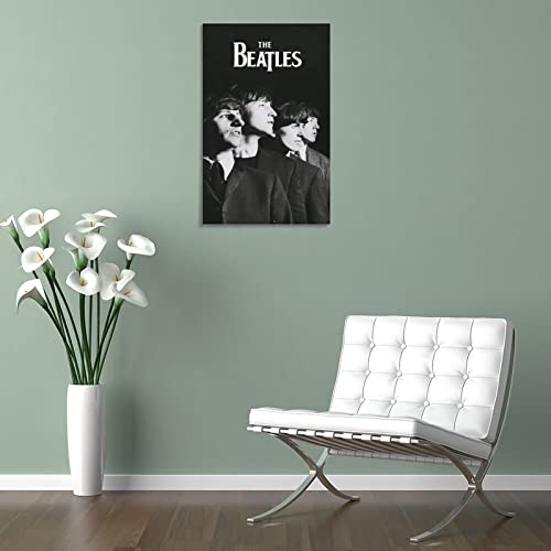 JMUNG Poster décoratif sur toile The Beatles – Noir et blanc – 50 x 75 cm - Les Beatles, Paul McCartney, John Lennon, RIngo Starr, George Harrison JMUNG Poster décoratif sur toile The Beatles - Noir et blanc - 50 x 75 cm – Image 6