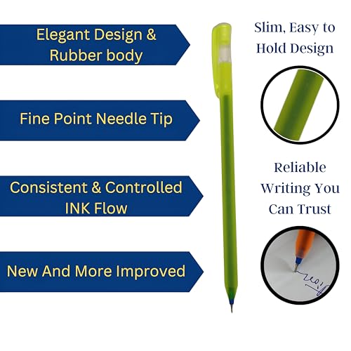 Image of HiTechMart Kundan Df Pen Throw Scented Blue Ink | Ball Pen Box Pack | Slim & Multi Color Body Pens Easy to hold | Pack of 1, P-20 | Smooth Writing use for Study, Office Work