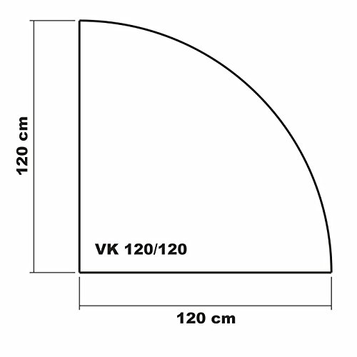 Funkenschutzplatte Viertelkreis 120x120cm Schwarz Glasplatte mit Dichtung