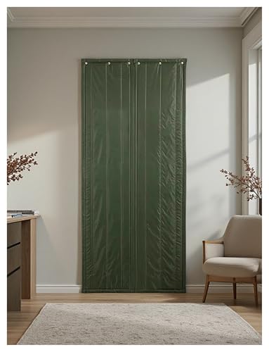 Cortina magnética for puerta de invierno, resistente, con aislamiento térmico y resistente al viento, for interiores y exteriores, garajes y cámaras frigoríficas.(Green,23.6x78.7in/60x200cm)