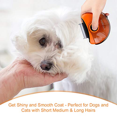 Petoffers 3 in 1 Pet Grooming Brush Effectively Reduces Shedding by Up to 95%, Portable Dematting Tool for Dogs and Cats Deshedding Brush Undercoat Rake Comb for Easy Mats & Tangles Removing - Thumbnail 5