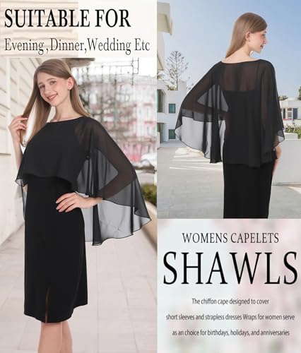 Baoqiya Women's Capelet Shawls and Wraps for Evening Dresses Soft Bridesmaid Shawl Chiffon Cape Wedding Cover Up4