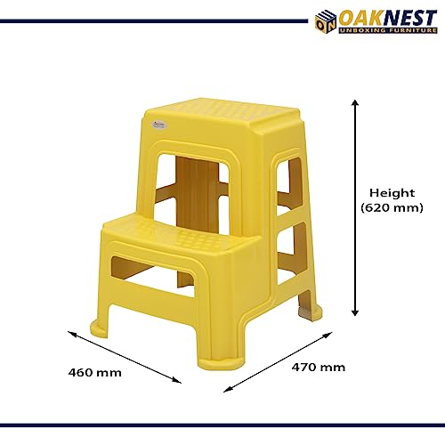 Image of Oaknest Unboxing Furniture Supreme 2-Step HeavyDuty Plastic Multi Purpose Stool for Home,Office and Kitchen Use (Color: Yellow|Count: 4 Pc)