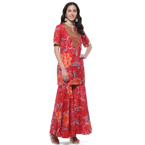 Image of BIBA Women Polyester Straight Suit Set
