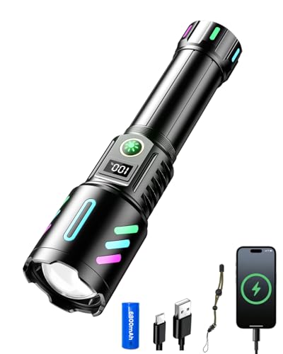 La mejor selección de Lamparas de mano led - 5 favoritos. 43 LACASI Linterna Led Recargable, Lampara de Mano con Pantalla Digital, 2000 Lúmenes Linternas Led alta Potencia, 5 Modos, Entrada y Salida USB-C, Potente Linterna Tactica para...