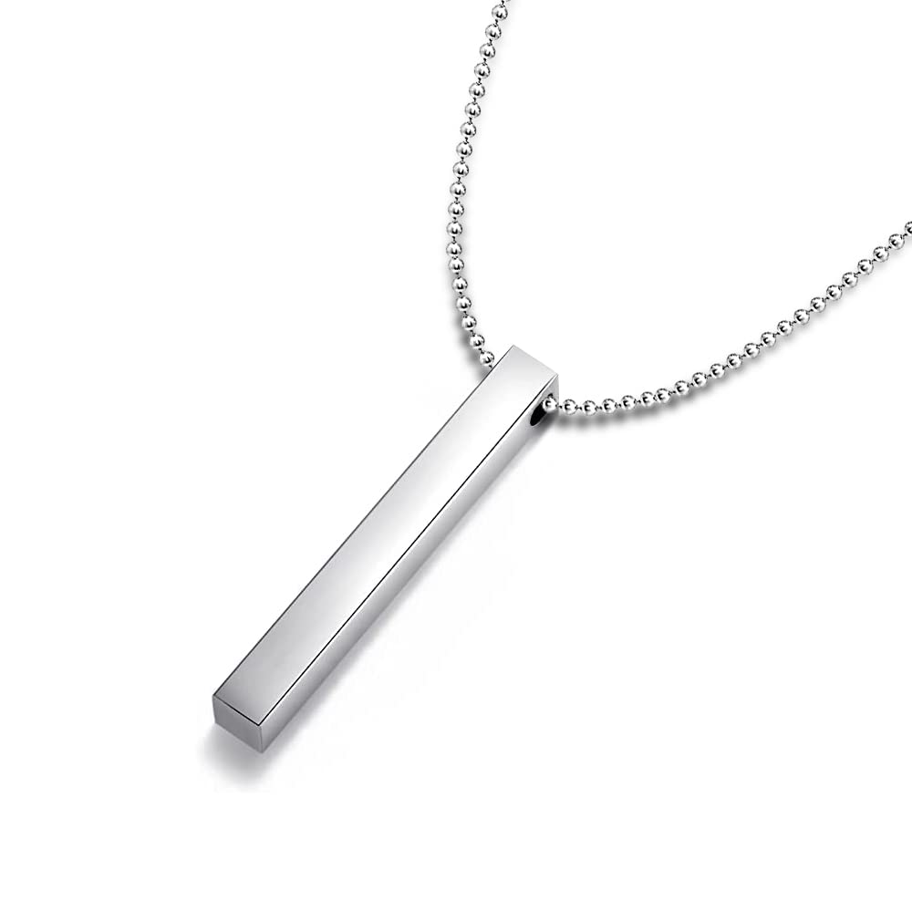 THE MEN THING Chain for Men - Pure Titanium Steel 3D Silver Cuboid Vertical Bar Pendant with 24inch Ball Chain for Men & Boys (B0BLW9DC69) Amazon Price History, Amazon Price Tracker