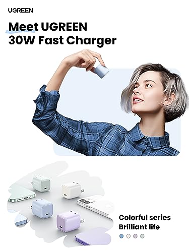 Image of UGREEN 30W USB C Charger, Nexode Foldable GaN PPS Compact Fast Wall Charger Block, USB-C Power Adapter for iPhone 17 /16 /15 /14, Galaxy S25 /S24 /S23, Pixel 9 /8 /7, MacBook Air, iPad(Blue)