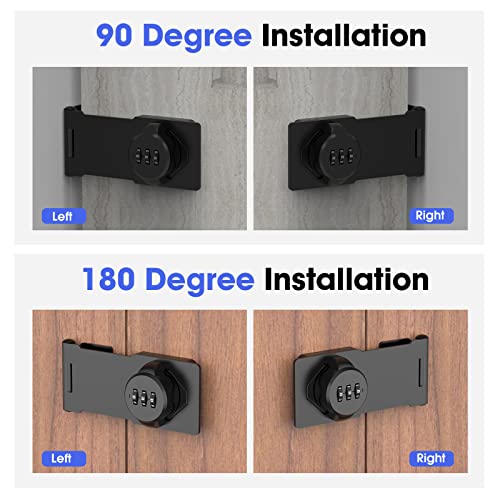 Image of Mechanical Password Rotary Hasp Locks, Cabinet Locks with Combination, Door Security Latch for Small Barn Doors, Cabinets, Gate, Bathroom, Outdoor, Closet, Fence (2 Packs Black)